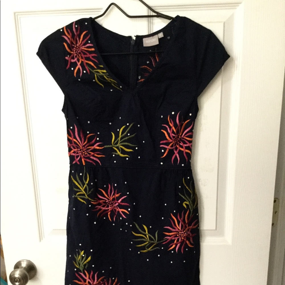 Costume made blue print dress